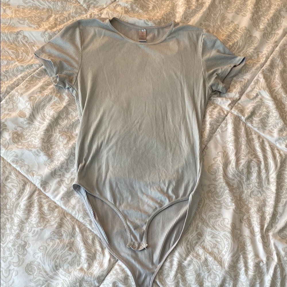 Just Be Light Blue Ribbed Bodysuit